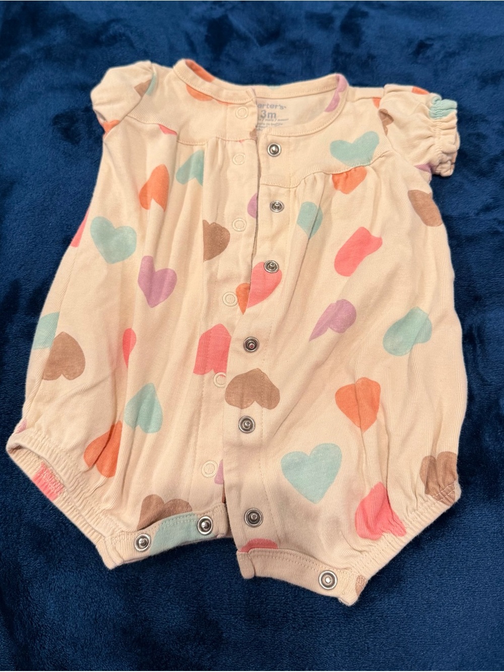 Carter's Cream Pink Heart-Print Baby Romper